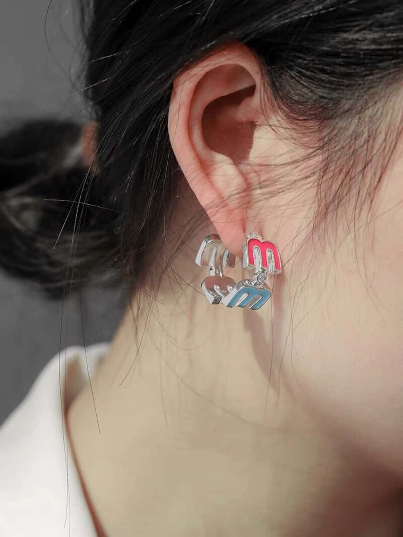MIU MIU缪缪彩虹M字母耳钉耳环 - Image 8