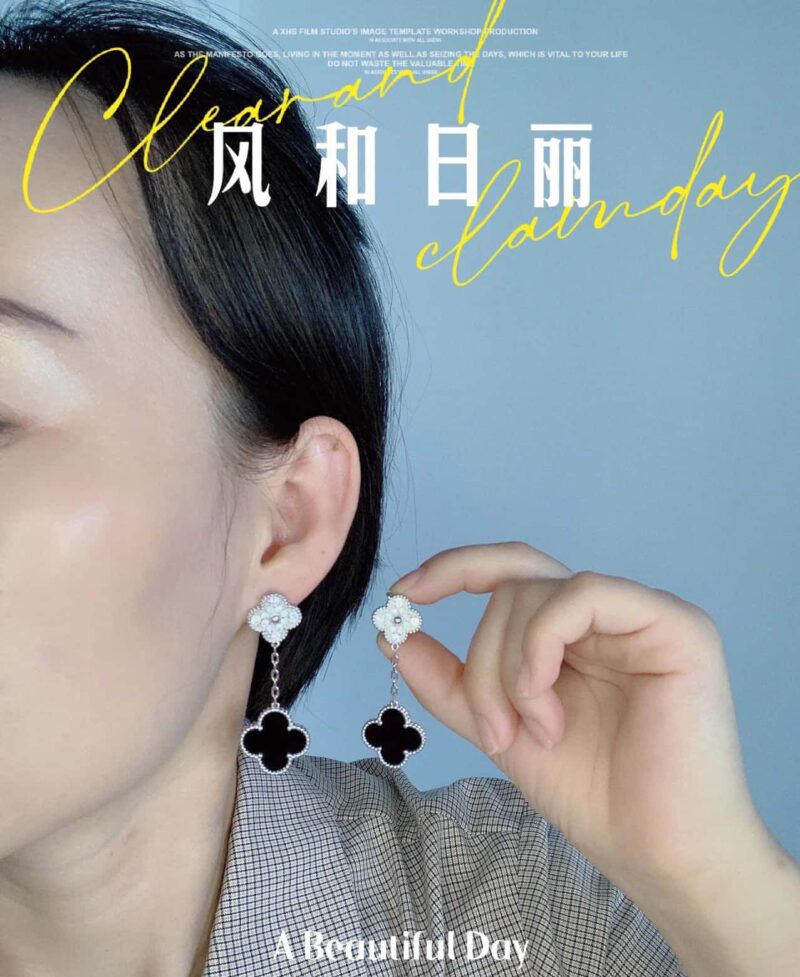 梵克雅宝Magic Alhambra黑玛瑙四叶草耳拍耳钉耳环 - Image 8