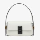 Fendi Mini Mon Tresor 水桶包，采用 ROMA 徽标小牛皮，银色
