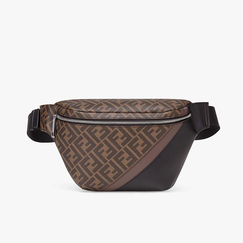 Fendi FF 图案面料腰包 棕色/咖啡色