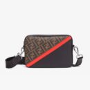 Fendi 腰包，采用 FF 图案面料白色/红色