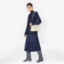 Fendi 中号 Sunshine 购物袋 ROMA 标志小牛皮卡其色