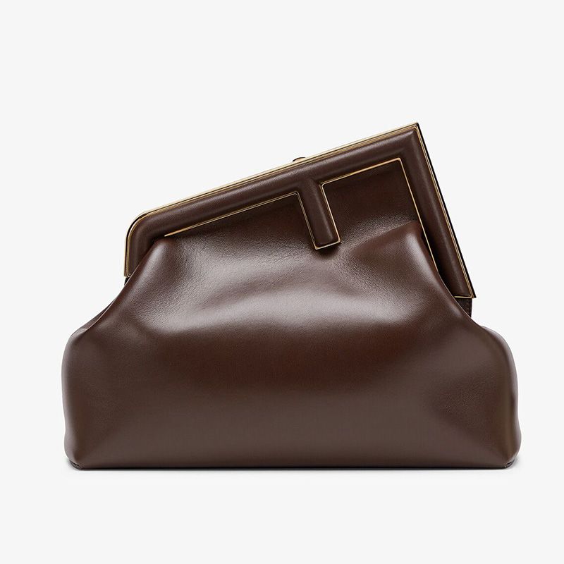 Fendi 中号 FF 图案面料法棍包，黑色