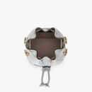 Fendi Mini Mon Tresor 水桶包，采用 ROMA 徽标小牛皮，银色