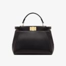 Fendi 中号法棍包，橙色拼接皮革