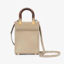 Fendi Mini Sunshine 购物袋，采用 ROMA 徽标小牛皮，灰色