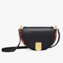 Fendi Moonlight 手袋，采用 ROMA 徽标小牛皮，黑色