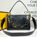 Fendi Mini Mon Tresor 水桶包，采用 FF 图案小牛皮，白色