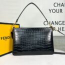 Fendi Mini Mon Tresor 水桶包，采用 FF 图案小牛皮，白色
