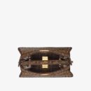 Fendi Mini Mon Tresor 水桶包，采用 FF 图案小牛皮，棕色/黑色