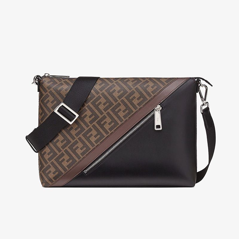 Fendi 中号鳄鱼皮法棍包，棕色