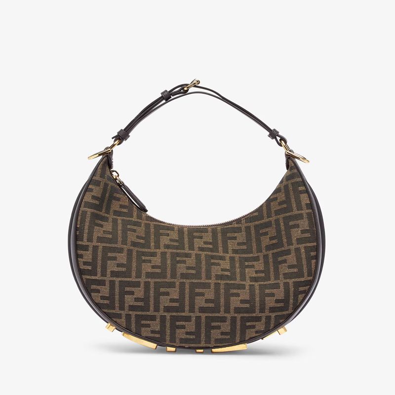 Fendi 中号法棍包，橙色拼接皮革
