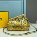 Fendi 小型 First 包，Fendace 巴洛克面料，金色