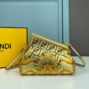 Fendi 小型 First 包，Fendace 巴洛克面料，金色