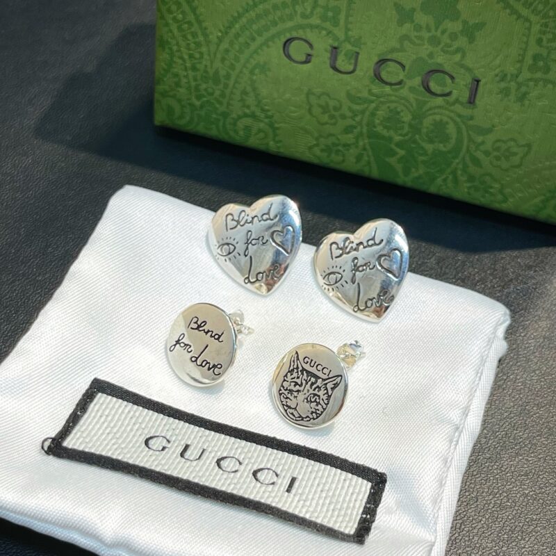 ☀Gucci古驰桃心猫咪耳钉耳环 - Image 5