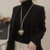 CHANEL香奈儿双c金色桃心毛衣链项链