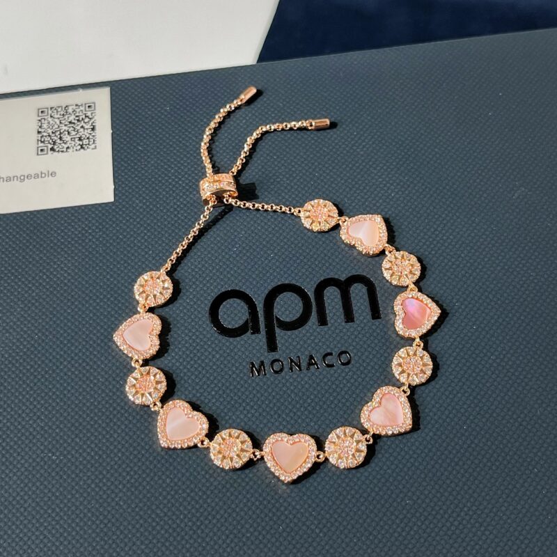 APM Monaco粉母贝心相连可调节手链 - Image 5