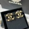 ☑️CHANEL香奈儿双c黑钻耳钉耳环