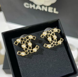 ☑️CHANEL香奈儿双c黑钻耳钉耳环
