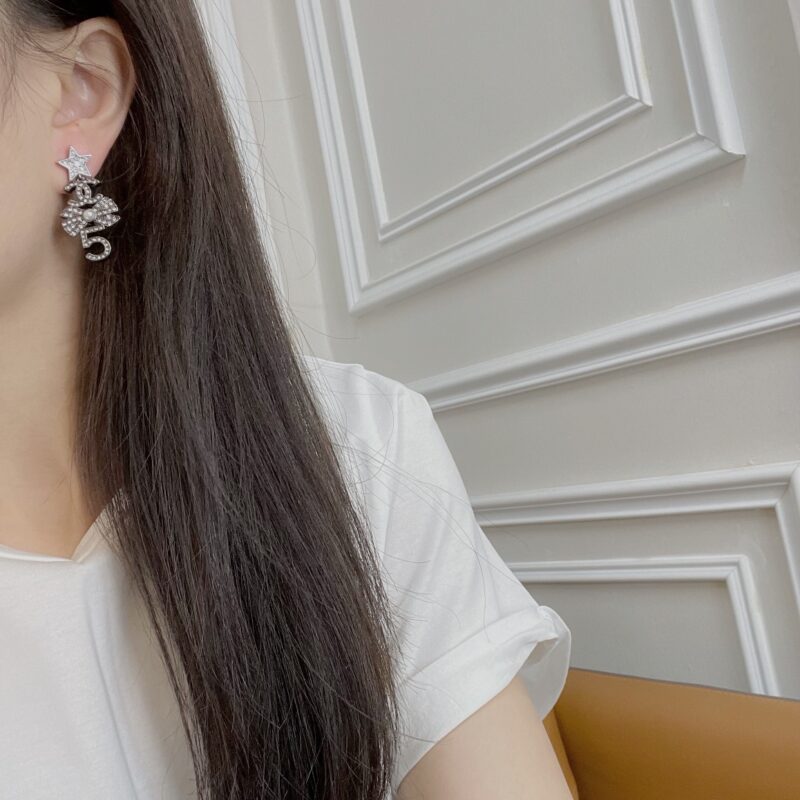 ☑️CHANEL香奈儿双c星星蝴蝶结5字耳钉耳环 - Image 7