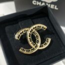 ☑️CHANEL香奈儿双c黑皮绳胸针