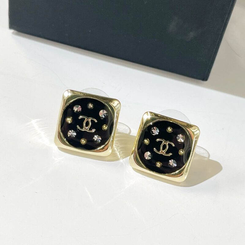 ☑️CHANEL香奈儿双c方形耳钉耳环 - Image 7