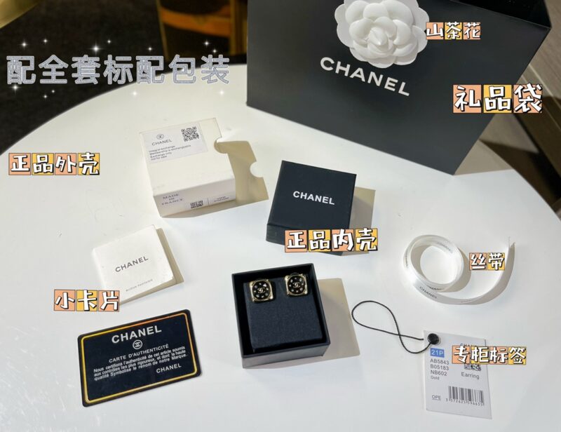 ☑️CHANEL香奈儿双c方形耳钉耳环 - Image 3