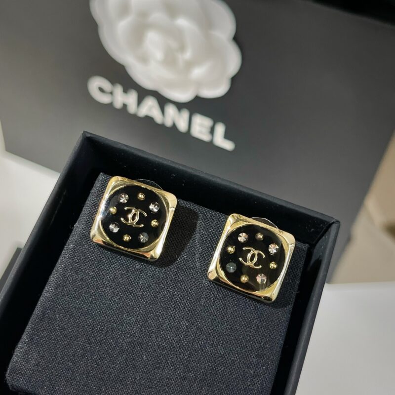 ☑️CHANEL香奈儿双c方形耳钉耳环 - Image 6