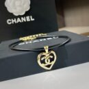 ☑️CHANEL香奈儿双c桃心黑皮绳项圈项链