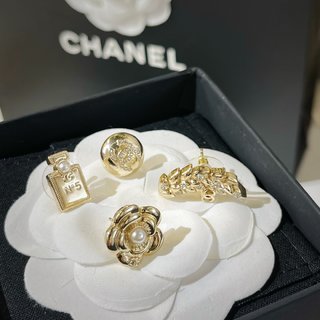☑️CHANEL香奈儿圆双c麦穗香水瓶山茶花耳钉耳环