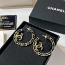 ☑️CHANEL香奈儿双c黑皮绳耳钉耳环