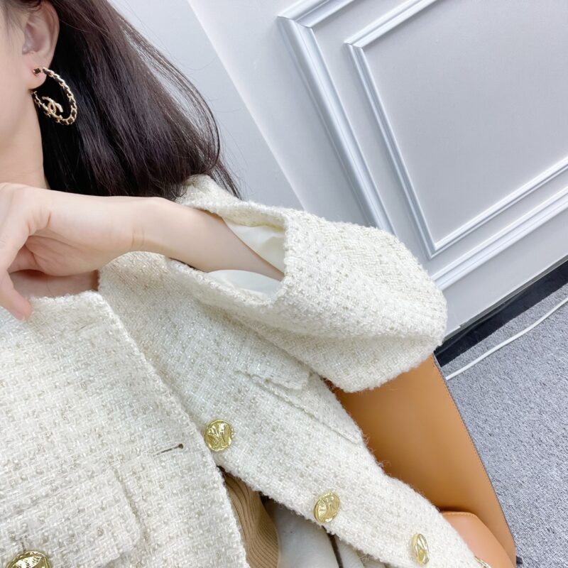 ☑️CHANEL香奈儿双c黑皮绳耳钉耳环 - Image 5