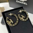 ☑️CHANEL香奈儿双c黑皮绳耳钉耳环