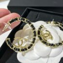 ☑️CHANEL香奈儿双c黑皮绳耳钉耳环