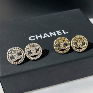 ☑️CHANEL香奈儿双c圆形水钻耳钉耳环