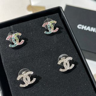 ☑️CHANEL香奈儿双c满钻耳钉耳环