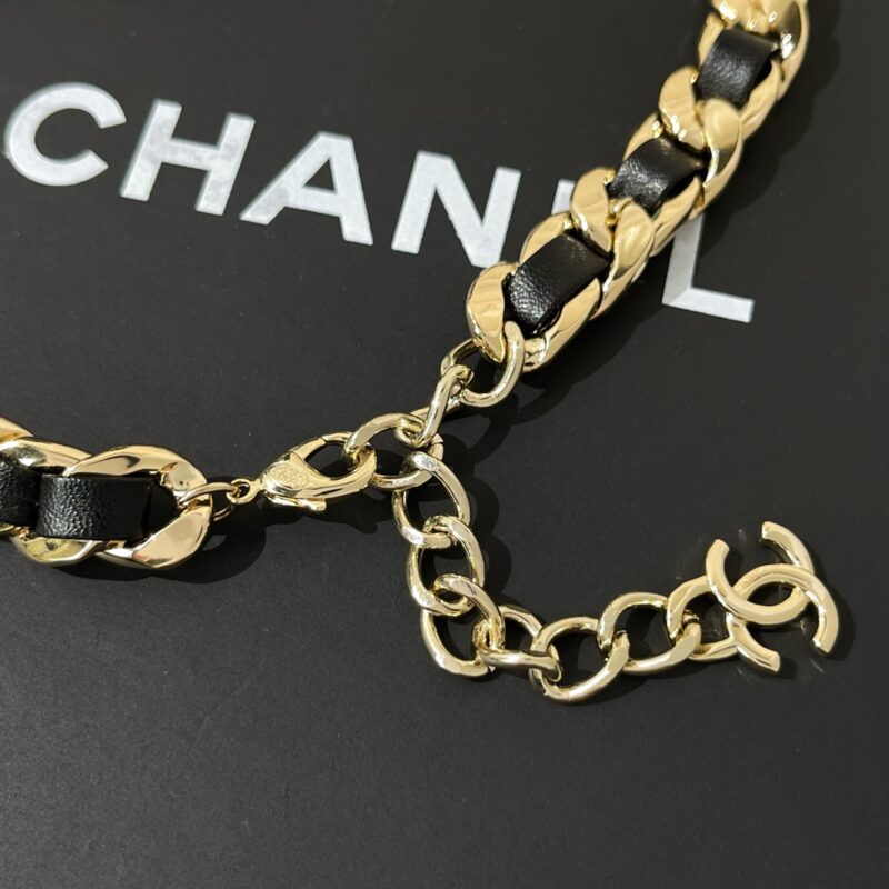 ☑️CHANEL香奈儿双c黑皮绳颈链项链 - Image 10