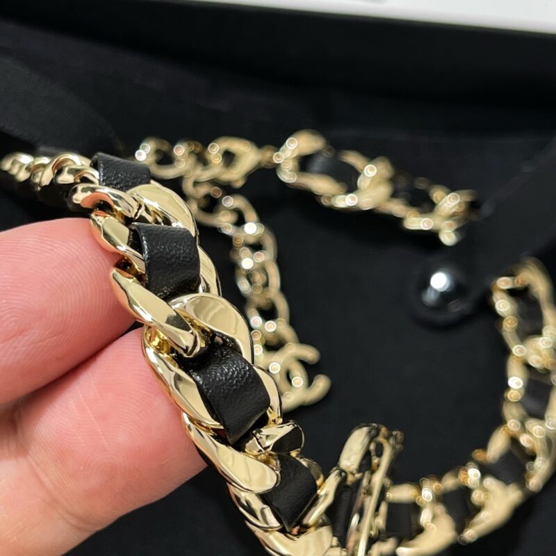 ☑️CHANEL香奈儿双c黑皮绳颈链项链 - Image 9