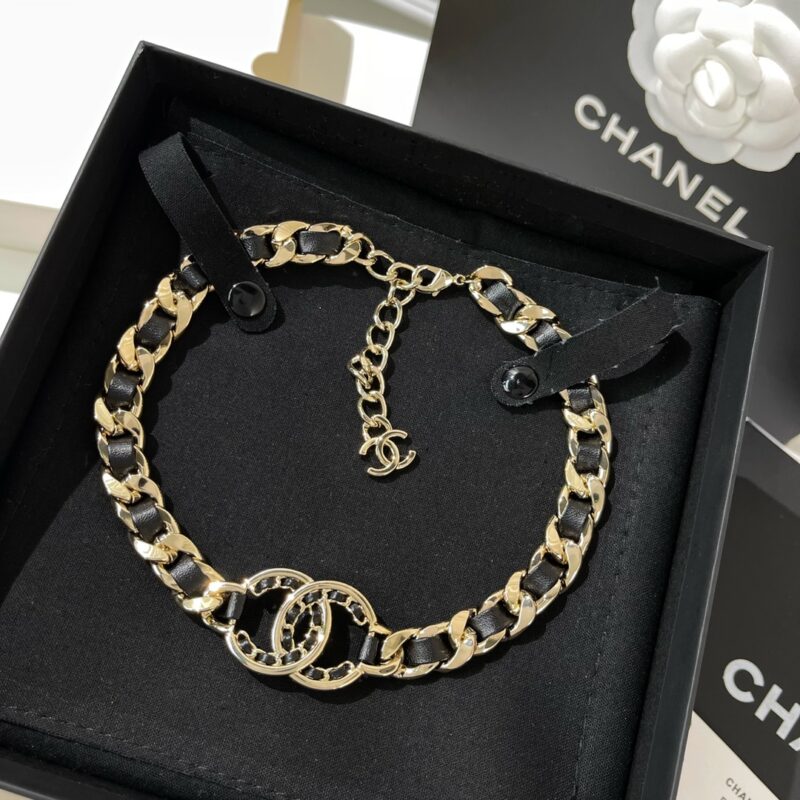☑️CHANEL香奈儿双c黑皮绳颈链项链 - Image 4