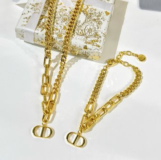 ☑️DIOR迪奥金色CD项链 手链