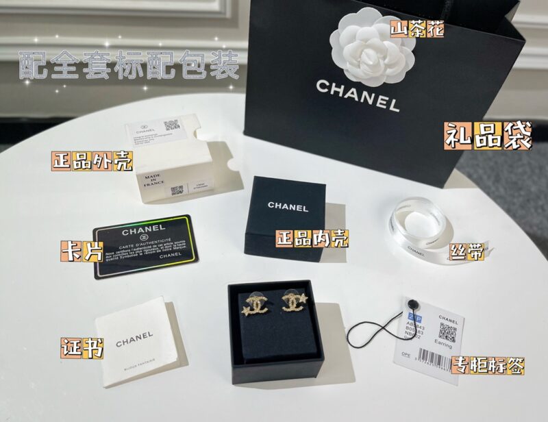 ☑️CHANEL香奈儿满钻双c星星耳钉耳环 - Image 3