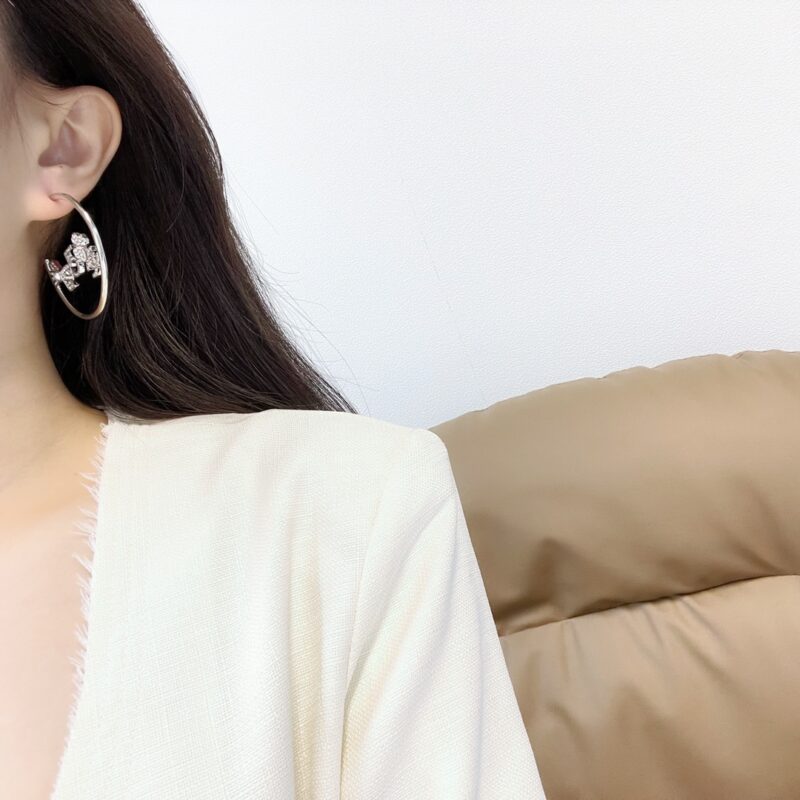 ☑️CHANEL香奈儿双c蝴蝶结5字四叶草耳钉耳环 - Image 7