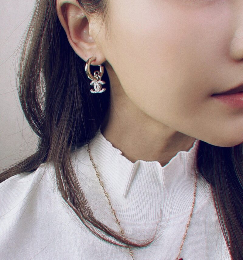 ☑️CHANEL香奈儿满钻双c耳钉耳环 - Image 7