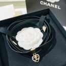 ☑️CHANEL香奈儿镂空爱心双c黑皮绳项链颈链