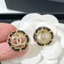 ☑️CHANEL香奈儿双c黑皮绳耳钉
