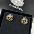 ☑️CHANEL香奈儿双c黑皮绳耳钉