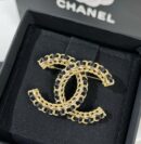 ☑️CHANEL香奈儿双c黑皮绳胸针