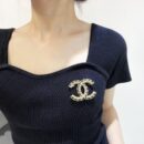 ☑️CHANEL香奈儿双c黑皮绳胸针