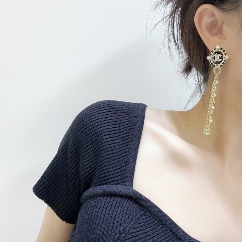 ☑️CHANEL香奈儿双c珍珠流苏耳钉耳环 - Image 5