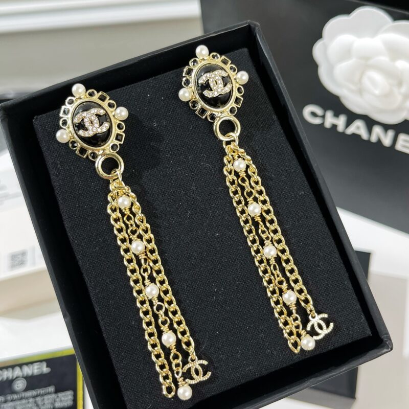 ☑️CHANEL香奈儿双c珍珠流苏耳钉耳环 - Image 4